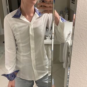 XS Essex Classics white show shirt with pattern